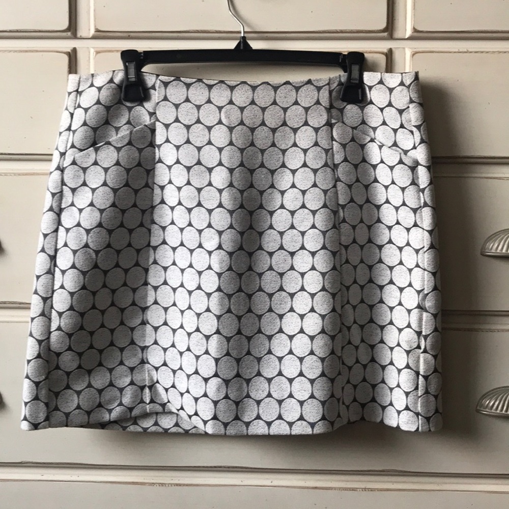J. Crew white and grey polka dot skirt